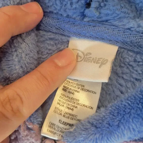 Disney Eeyore One Piece Pajamas Sleepwear Unionsuit Sise Small 4-6 Zip Front - Picture 4 of 6
